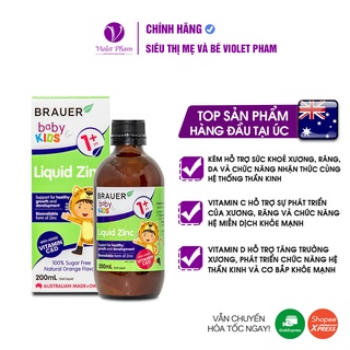 Bổ Sung Kẽm BRAUER KIDS LIQUID ZINC Cho Bé Trên 1 Tuổi 200ml