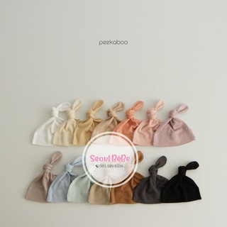 Mũ thắt mũ buộc chỏm cộc gân trơn Peekaboo nội địa Hàn