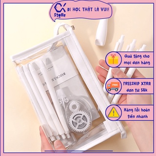 [Hàng mới về] Túi đựng bút trong suốt chống thấm nước chất liệu PVC, túi đựng mỹ phẩm, bóp viết ví bút 20 * 12 * 8