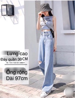 Quần baggy ống rộng 2 nút tôn chân dài