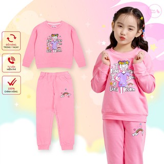 [Made in Vietnam] Bộ bé gái BIGFOX - MISS MEOW size đại, bộ thu đông cho bé dài tay chất nỉ in cô bé hồng 3-11 tuổi
