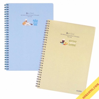 Vở B5 120 trang Dot gird MS 578 chấm tròn gáy lò xo kép bìa nhựa, cuốn tập sổ Klong