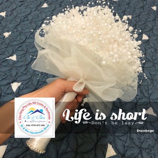 Vải Voan Làm Bó Hoa Cưới Hạt Trai