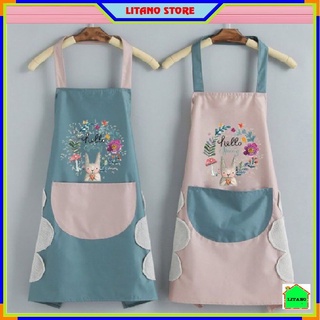 (Flash Sale) Tạp Dề Nấu Ăn Thời Trang Dễ Thương Chống Nước Cao Cấp Kiểu Hàn Quốc Có Túi Để Điện Thoại Và Họa Tiết Xinh X