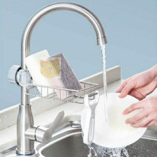 Kệ inox gắn vào vòi nước đựng đồ rửa chén, nhà tắm