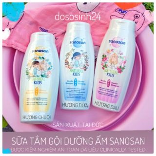 Sanosan - Sữa tắm gội dưỡng ẩm hương Dừa/Chuối/Dâu rừng 250ml