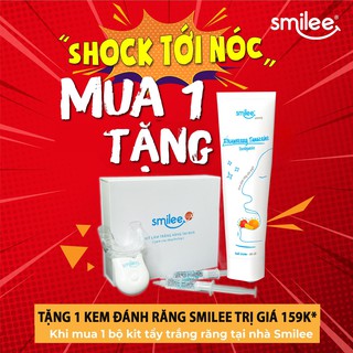 ✅ MUA 1 TẶNG 1 - Bộ Kit làm trắng răng, Bộ 2 ống Gel SMILEE USA sau 7 ngày, không ê buốt, phụ kiện đèn Led, khuôn dẻo