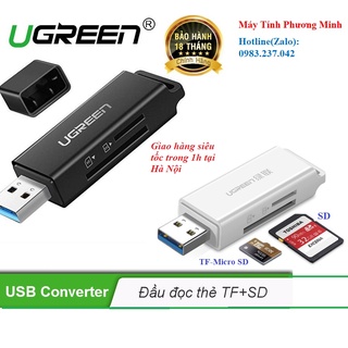 Đầu đọc thẻ nhớ USB 3.0 sang SD + TF cao cấp Ugreen 40752...40753- Hàng chính hãng bảo hành 18 tháng