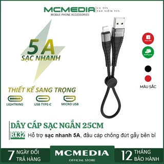 Dây Sạc Ngắn 25CM Sạc Nhanh 5A Đầu Cáp Lightning, MicroUSB, Type C Chống Đứt Gẫy Tiện Lợi Tương Thích Nhiều Dòng Máy