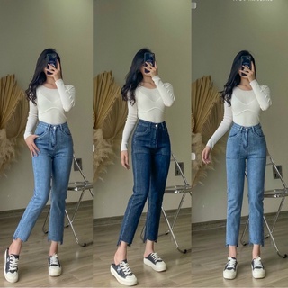 Quần Jeans Nữ Ống Đứng Gấu Cá Tính LA'COBA