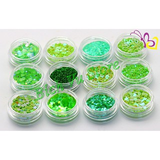 sét 12 kiểu trang trí màu xanh lá