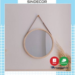 Gương Tròn Treo Tường Khung Gỗ Mia Cricle Mirror Nội Thất Kiểu Hàn Lắp Ráp