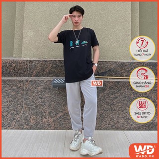 Quần jogger nam  bo gấu, dây rút  WADO trơn basic pant dáng suông nam nữ chất poly cao cấp