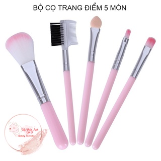 Cọ Trang Điểm,Bộ Cọ Trang ĐIểm 5 Món Mini Chuyên Nghiệp Nội Địa Trung Siêu Tiện Lợi,Kẻ Mày, Đánh Phấn Má Hồng - TIDG