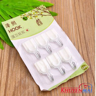 Vỉ 06 móc dính tường (móc dán tường) chắc chắn