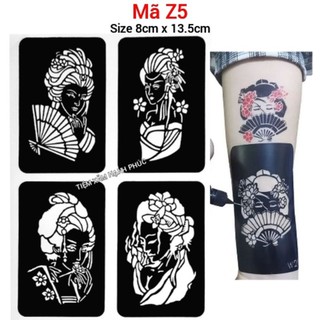 Khuôn xăm cỡ lớn hình cô gái Nhật Bản Z5