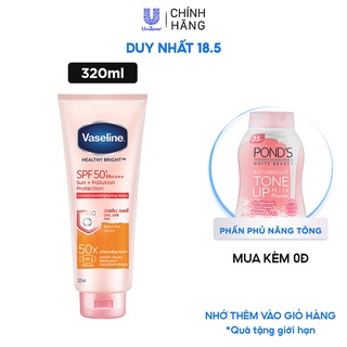 Serum chống nắng cơ thể Vaseline 50x bảo vệ da với SPF 50+ PA++++ giúp da sáng hơn gấp 2X 320ml