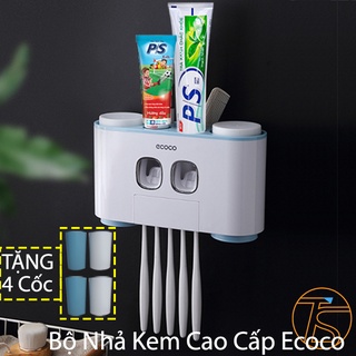 Kệ Nhả Kem Đôi Cao Cấp Để Bàn Chải Ecoco E1802 – kệ Nhà Tắm Để Đồ Đa Năng Dán Tường Tặng Kèm 4 Cốc
