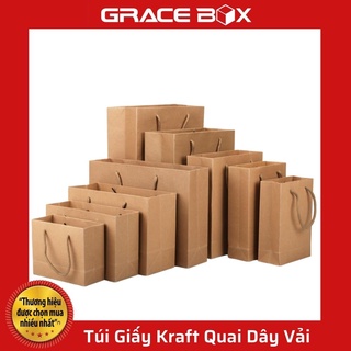 {Giá Sỉ} Túi Giấy Kraft - Quai Dây Vải Chắc Chắc - Nhiều Size - Siêu Thị Bao Bì Grace Box