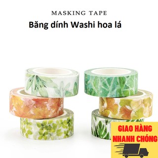 Cuộn băng keo Washi họa tiết nhiều màu hoa lá phong cách Nhật Bản