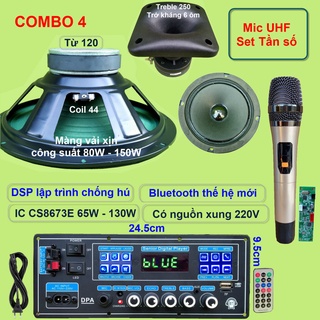 Mạch loa kéo 3 tấc đơn 3 đường tiếng DSP lập trình chống hú IC CS8673E 130W có nguồn xung 220V  micro đơn