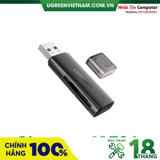 Đầu đọc thẻ SD/TF chuẩn USB 2.0 chính hãng Ugreen 60721 cao cấp