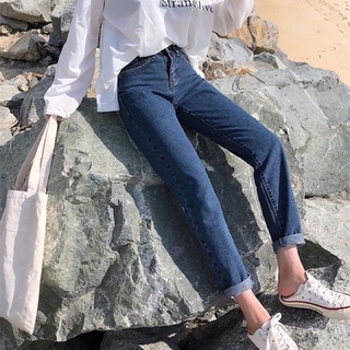 Quần Baggy jean nữ màu xanh đậm trơn truyền thống đẹp y hình đủ size 40kg đến 82kg