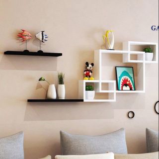 Bộ kệ trang trí treo tường gỗ lõi xanh chống ẩm cao cấp như hinh