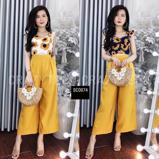 sét bộ ống rộng in bông kiểu áo 3 lỗ