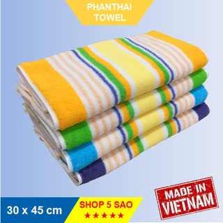 Khăn mặt bông họa tiết kẻ sọc 46x31cm (57g) #khanmat #khanlau