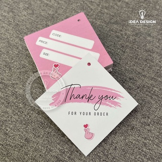 Tag Quần Áo, Mác Treo Quần Áo, Thẻ Treo Thời Trang Size 4,5x4,5cm Có Đục Lỗ , Chất Liệu C300 Cán Màn Mờ