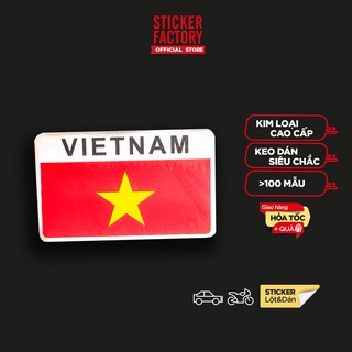 Sticker metal hình dán kim loại Sticker Factory - Chủ đề Cờ Việt Nam Chữ nhật 8x5cm
