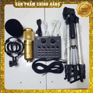 [Mã ELHACE giảm 4% đơn 300K] COMBO MIC THU ÂM BM900-SOUND CARD V8 Blt kèm gậy trippod 3110