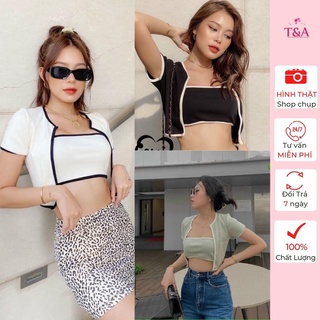 Set áo ống kèm khoác ngoài phối viền - 737