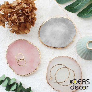 Dĩa quartz viền gold- đạo cụ chụp ảnh sản phẩm ins, phụ kiện trang trí nhà cửa - IdeasDecor