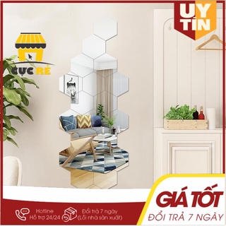 [GIẢM GIÁ CỰC SỐC TỚI 50%] Bộ 12 miếng gương dán tường 3D hình lục giác 11x11 cm