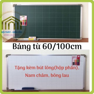 Bảng Từ (60/100cm) trắng/xanh nhập khẩu Hàn Quốc(tặng kèmbút lông/hộp phấn, hộp hút từ, nệm lau)
