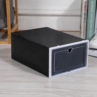 Hộp Đựng Giày Màu Đen Và Trắng Nắp Nhựa Cứng Lắp Ráp Thông Minh, Tủ Giày Lắp Ráp Bán Hộp Lẻ