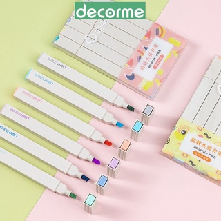 Set 6 bút highlight đánh dấu pastel Kiss Duo Vuông DecorMe màu pastel xinh xắn trang trí sổ bullet journal