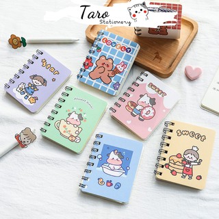 Sổ lò xo mini ghi chép từ vựng, kế hoạch Happy Bear K04 Taro Stationery