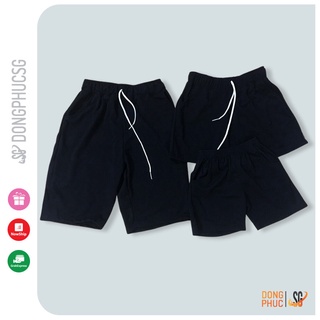 Quần short gia đình Quần ngắn đi biển - Thun da cá mềm mịn, Màu đen SGQD | SGSHOP