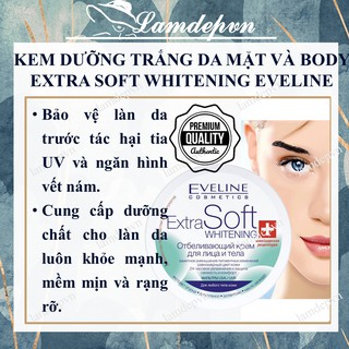 Kem dưỡng trắng da mặt và Body Extra Soft Whitening Eveline 200ml