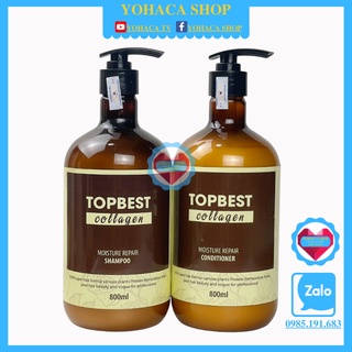 Bộ Dầu Gội Xả Topbest Collagen Giữ Màu Chống Rụng Kích Thích Mọc Tóc 800ml