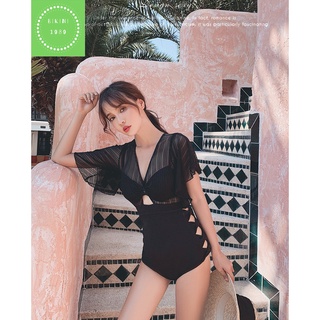 Có sẵn bộ bơi từ 40- 60kg ,bikini liền một mảnh khoét eo phối ren đen đi biển siêu hot