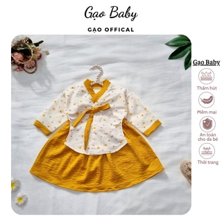 Váy Trẻ Em Hanbok Hàn Quốc Cho Bé Gái Hoạ Tiết Hoa Vàng