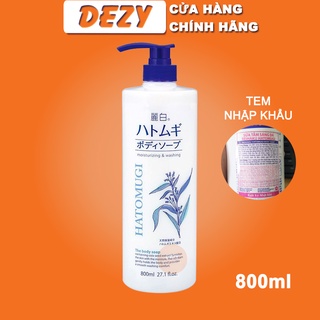 Sữa Tắm Hatomugi Ý Dĩ 800ml Nhật Bản Dưỡng Trắng Da - Dưỡng Ẩm Phục Hồi Dịu Da Tổn Thương Ngừa Lão Hoá Da Vitamin E Dezy