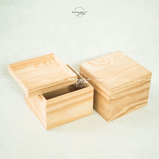 Hộp gỗ vuông nắp đậy, square wooden box