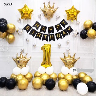 Set Bong bóng trang trí sinh nhật Hoàng Gia phụ kiện trang trí sinh nhật happy birtthday dễ thương sang chảnh