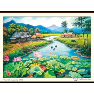 Tranh Đính Đá LÀNG QUÊ THANH BÌNH (ĐÁ ABC CAO CẤP). Kích Thước: 93cm x 65cm