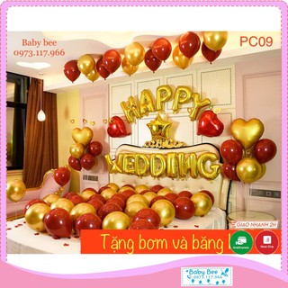 [KHUYẾN MẠI + TẶNG QUÀ] Set bóng trang trí phòng cưới kèm bóng siêu nhũ PC09